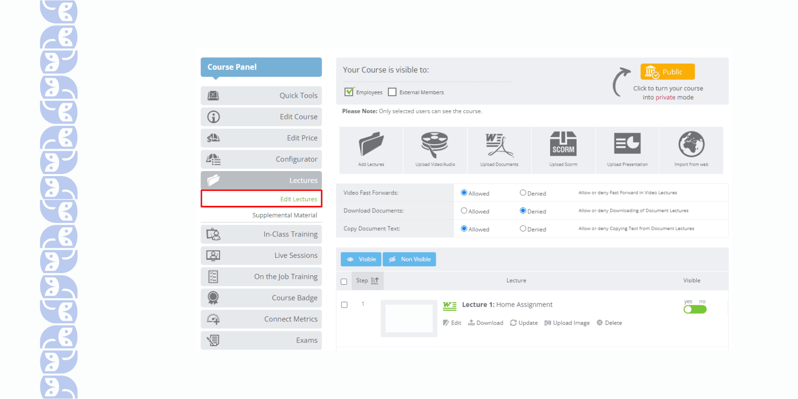 Course Pannel Schoox