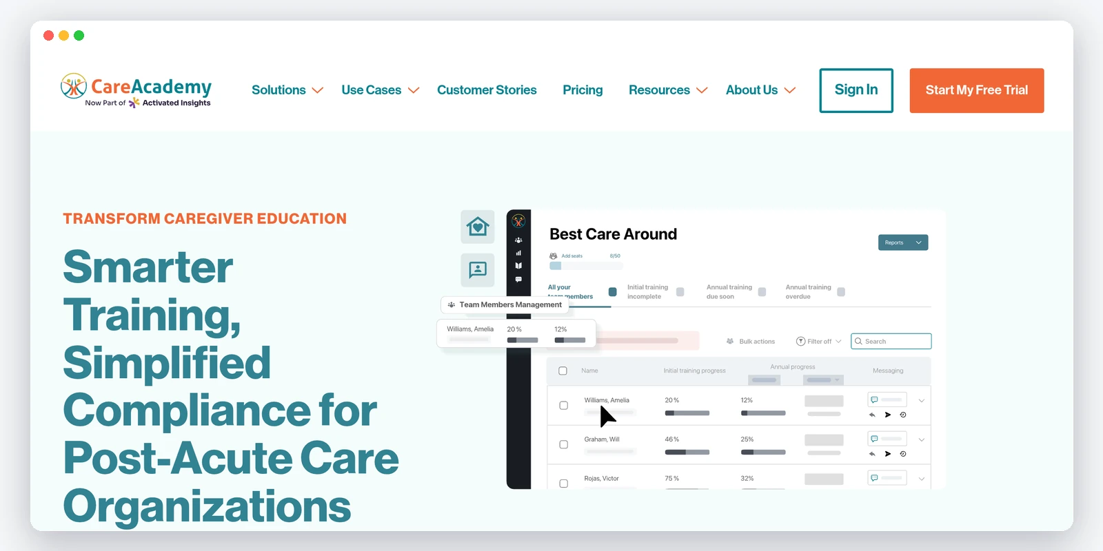 CareAcademy homepage