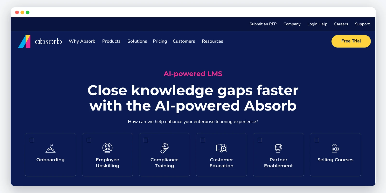 Absorb LMS homepage