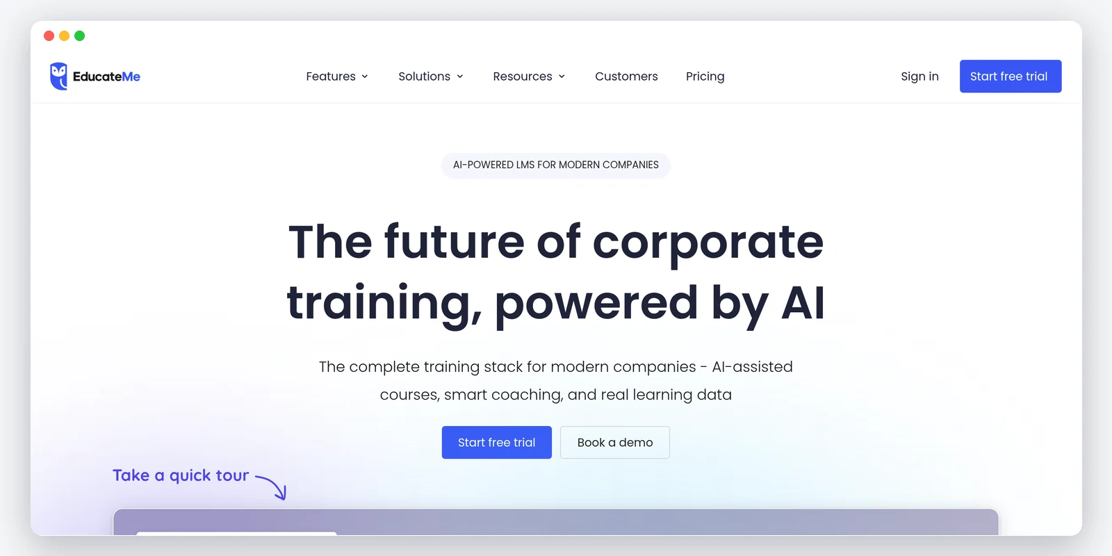 EducateMe homepage