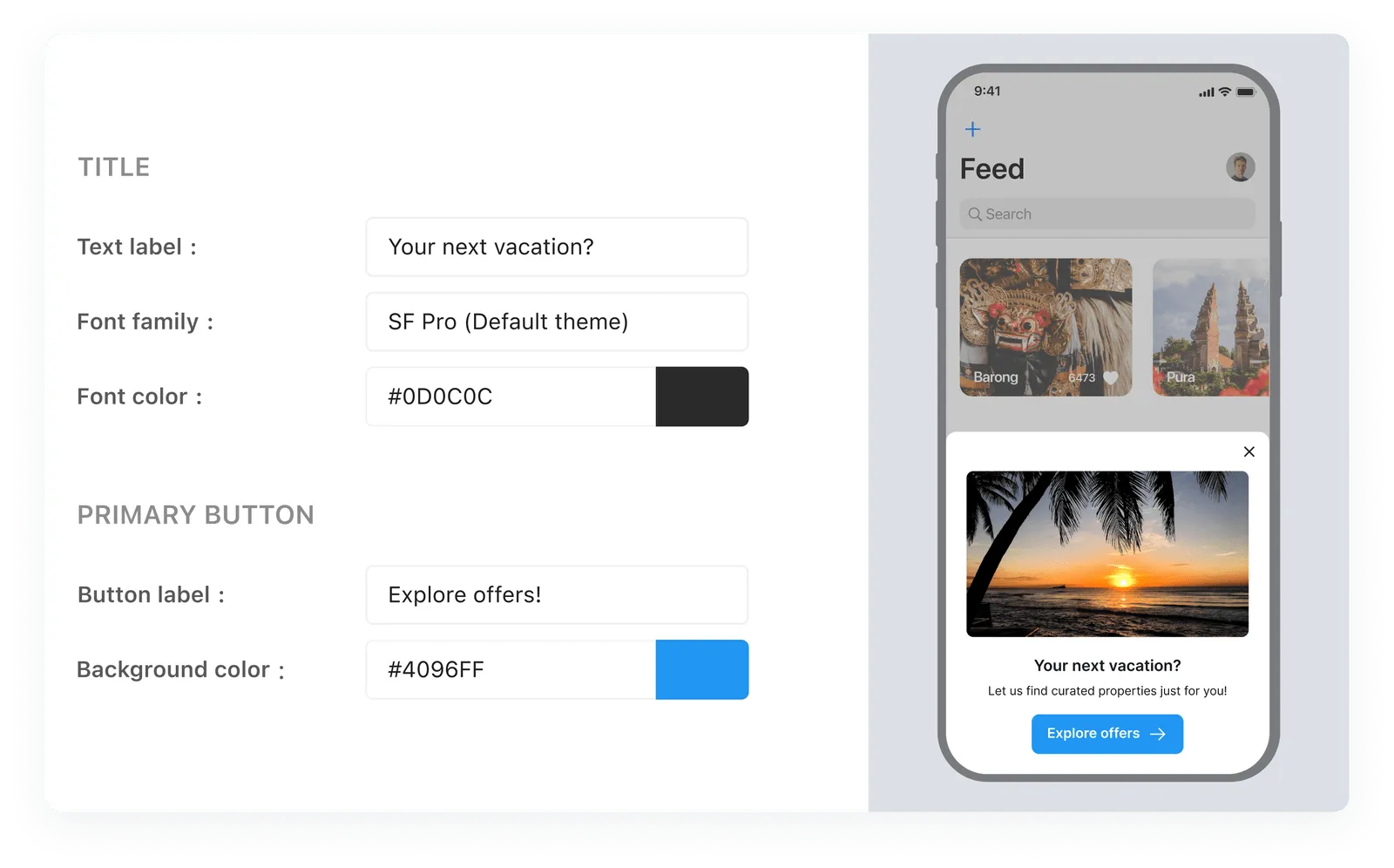 Highly customizable in-app messages