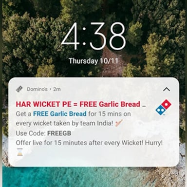 Dominos Free Garlic Bread Offer for marketing