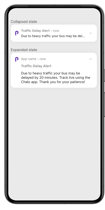 Chalo Enhanced user trust and reduced support queries during service disruptions with plotline's push notifications