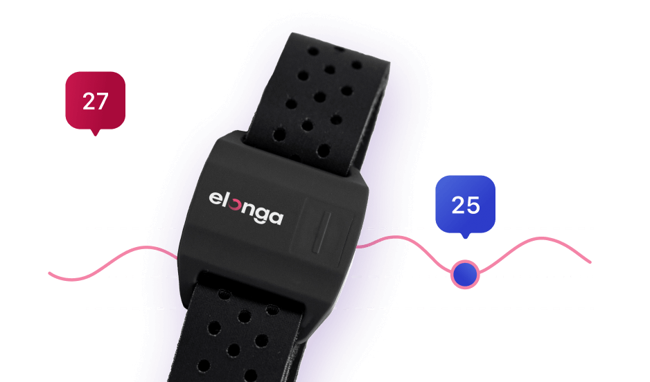Illustration of Elonga device and a chart in background