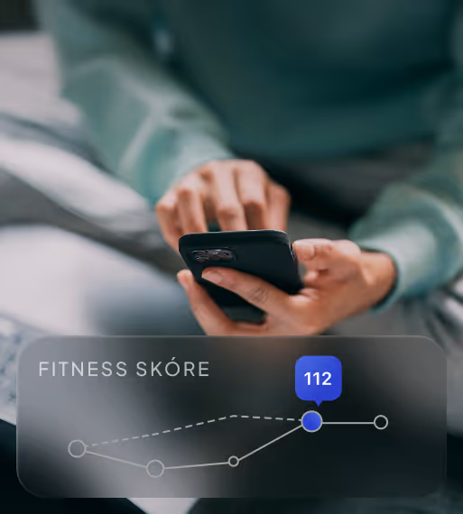 Person holding smartphone and  infographics analysing a workout