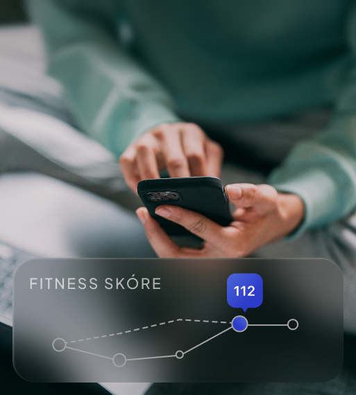 Person holding smartphone and  infographics analysing a workout