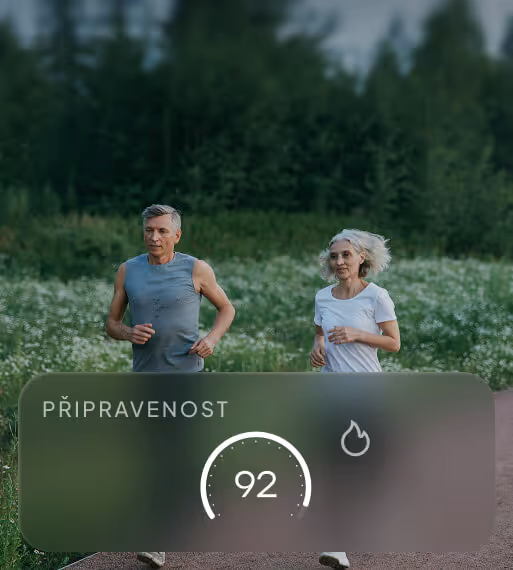 Couple jogging and an infographics analysing their body readiness