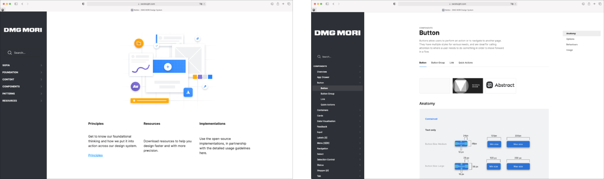 On SOFIA: start screen and button section screen (from left to right)