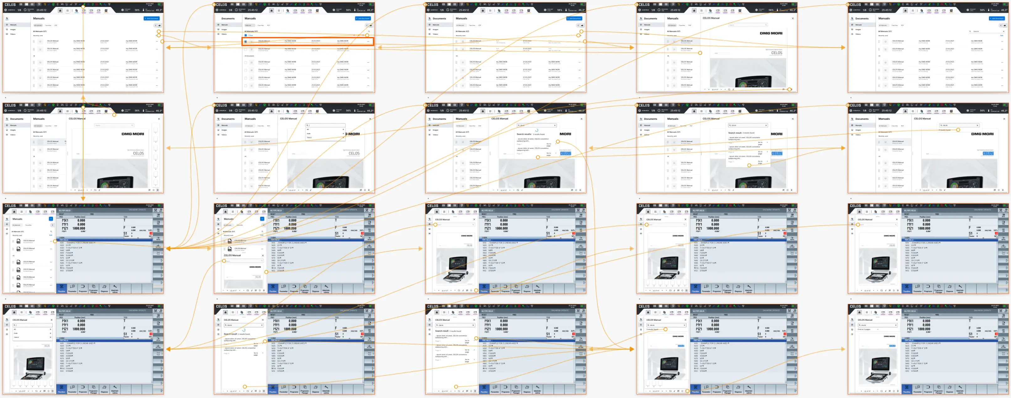 Examples of screen flow for Siemens, desktop and split screen (640dp), (f.t.t.b.)