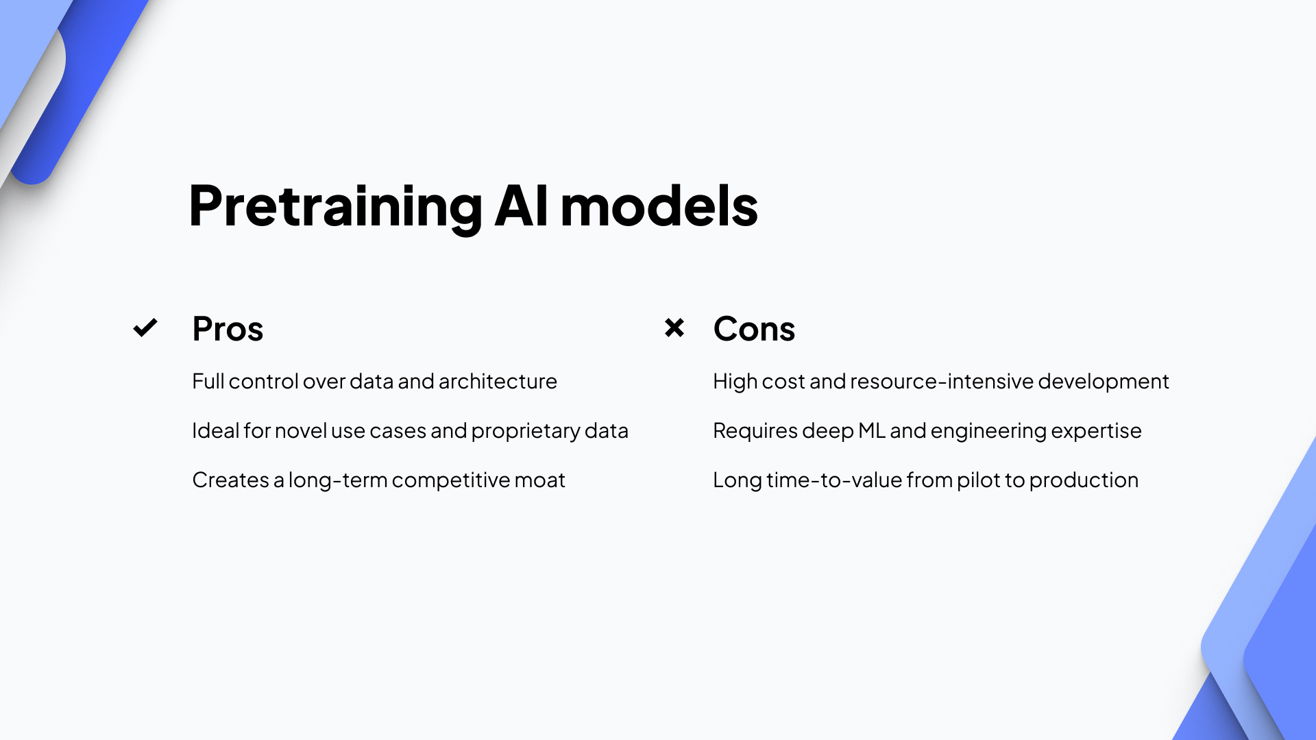 pros and cons of pretraining ai models