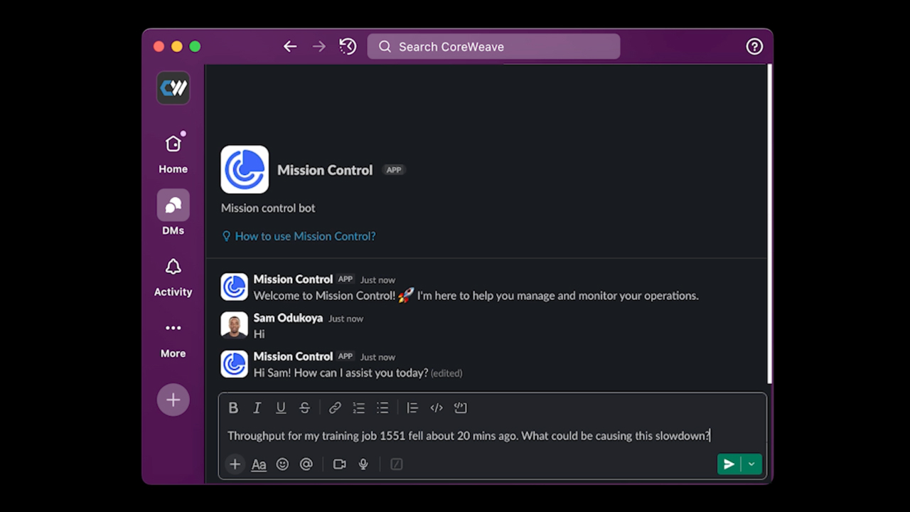 CoreWeave Mission Control Agent: GPU Straggler Demo
