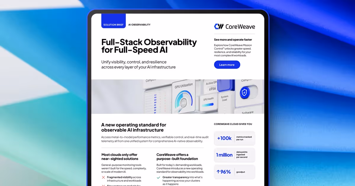 AIインフラ管理の新基軸、CoreWeaveがGPU稼働を可視化するフルスタック監視ソリューションを発表