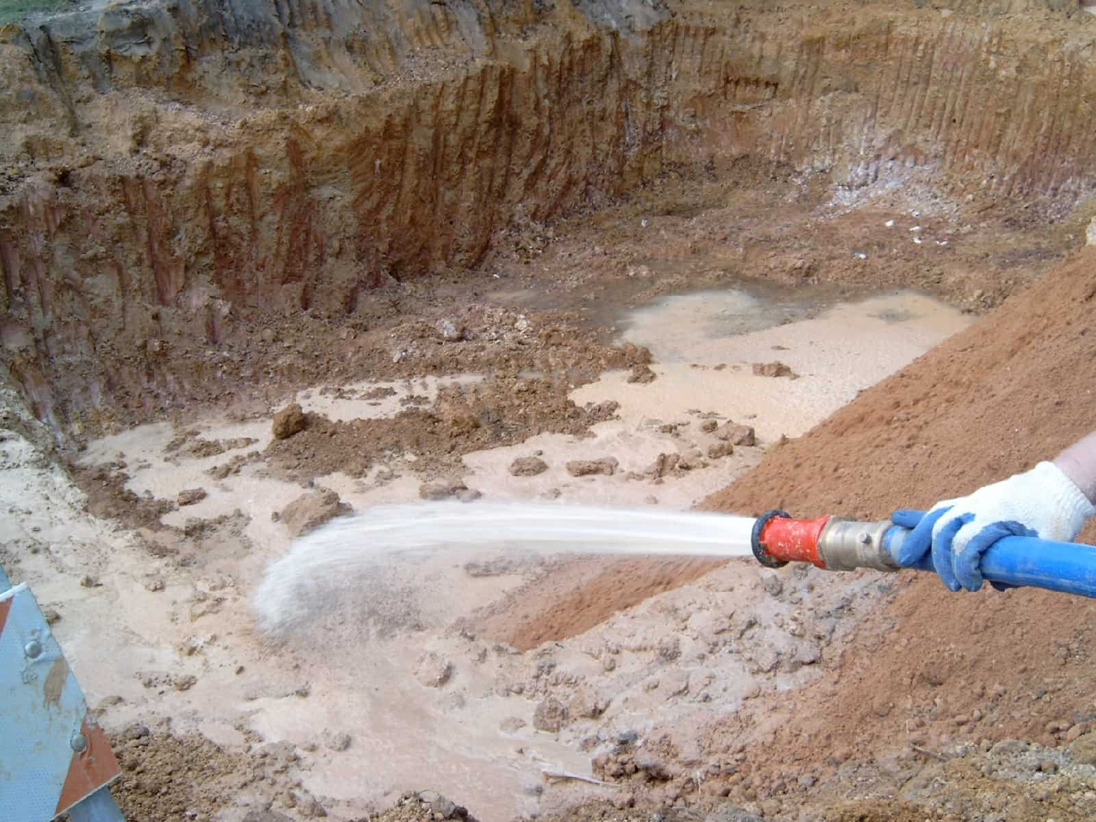 Pit-Stop™ being applied to an excavation during backfill activities.