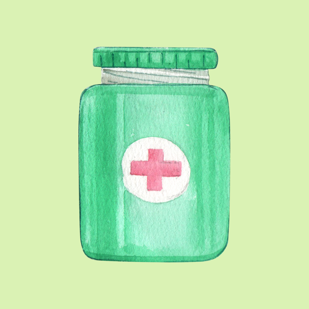 A sketch of a bottle of medication