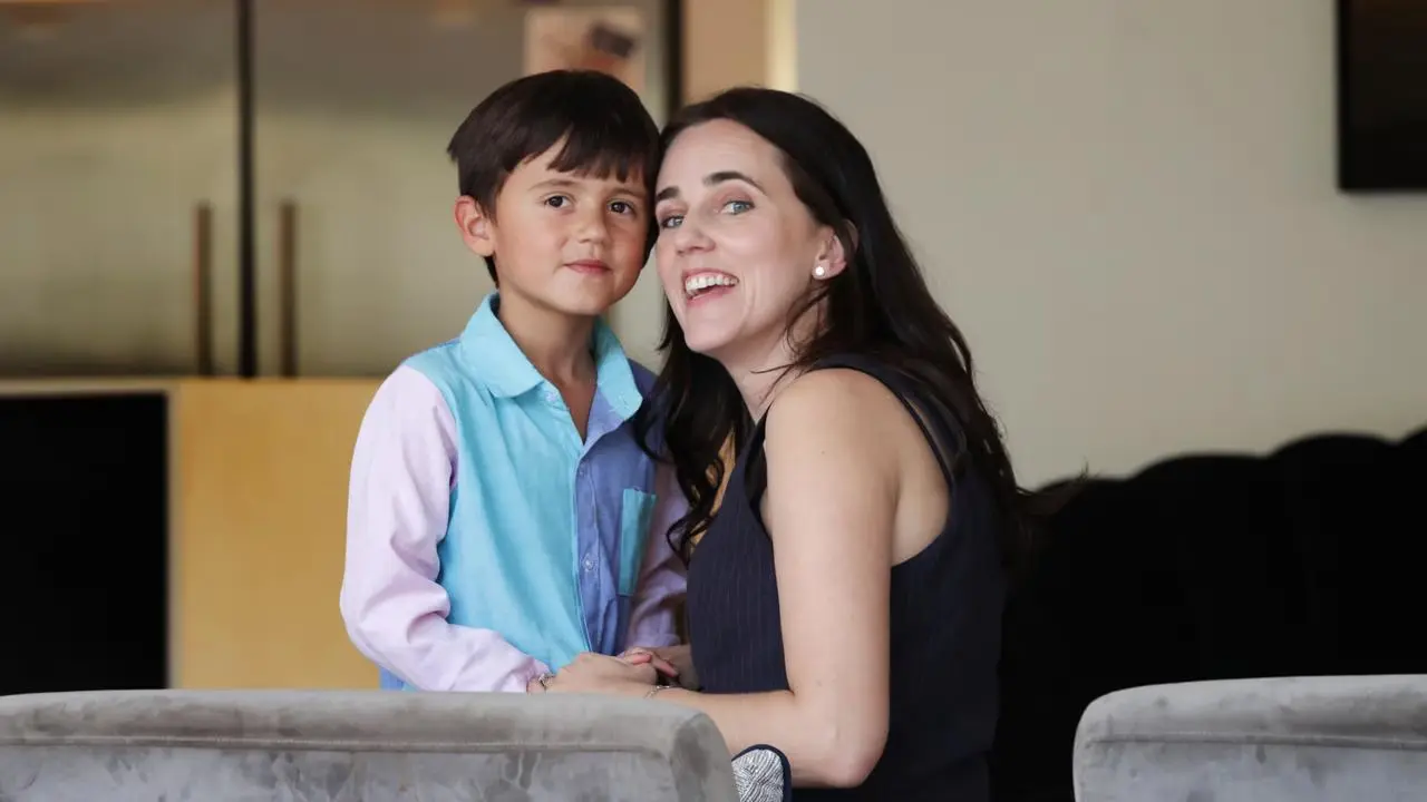 Kate Lambridis, co-founder of Human Health, with her son Leo