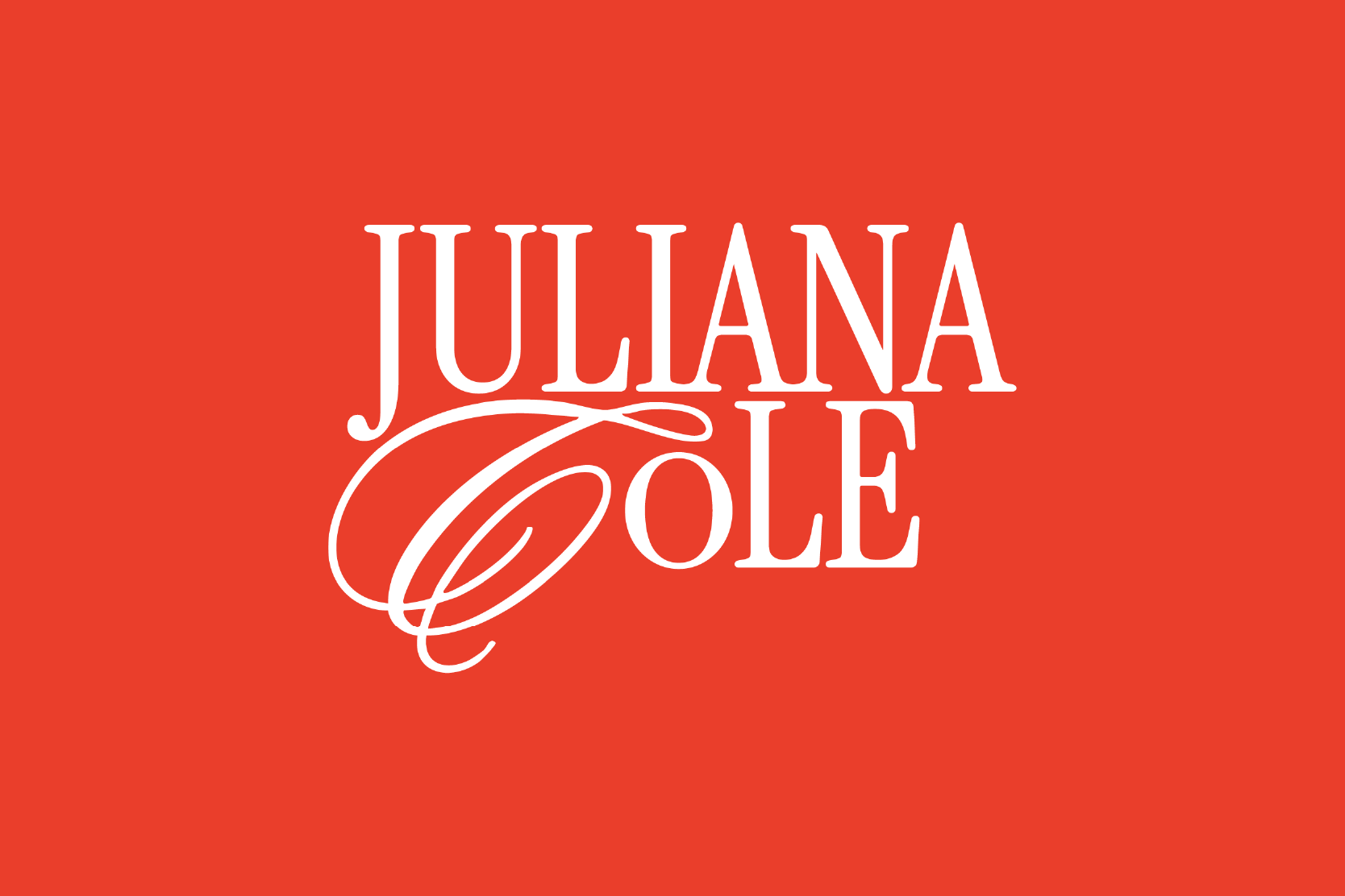 Juliana Cole Photography website homepage with wordmark over a lakeside photo