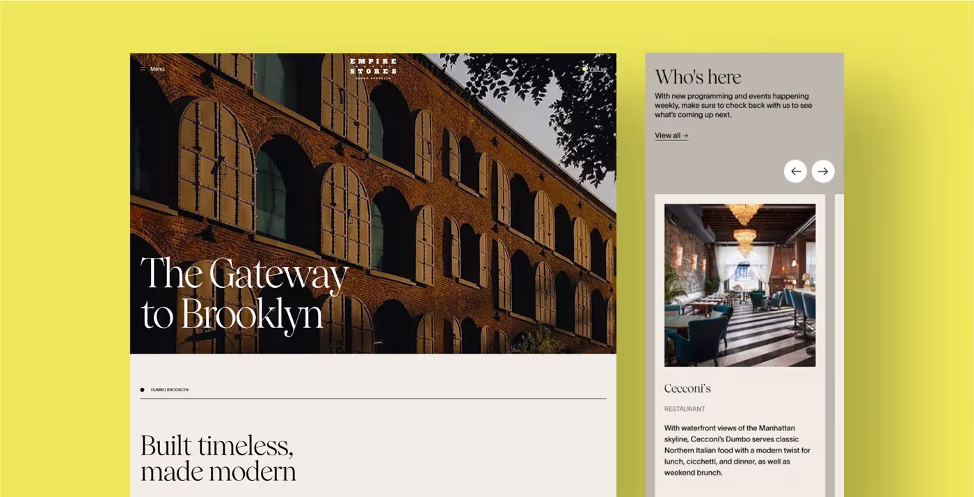 Screenshots of the Empire Stores Website.