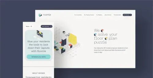 Screenshots of the Roomie website.