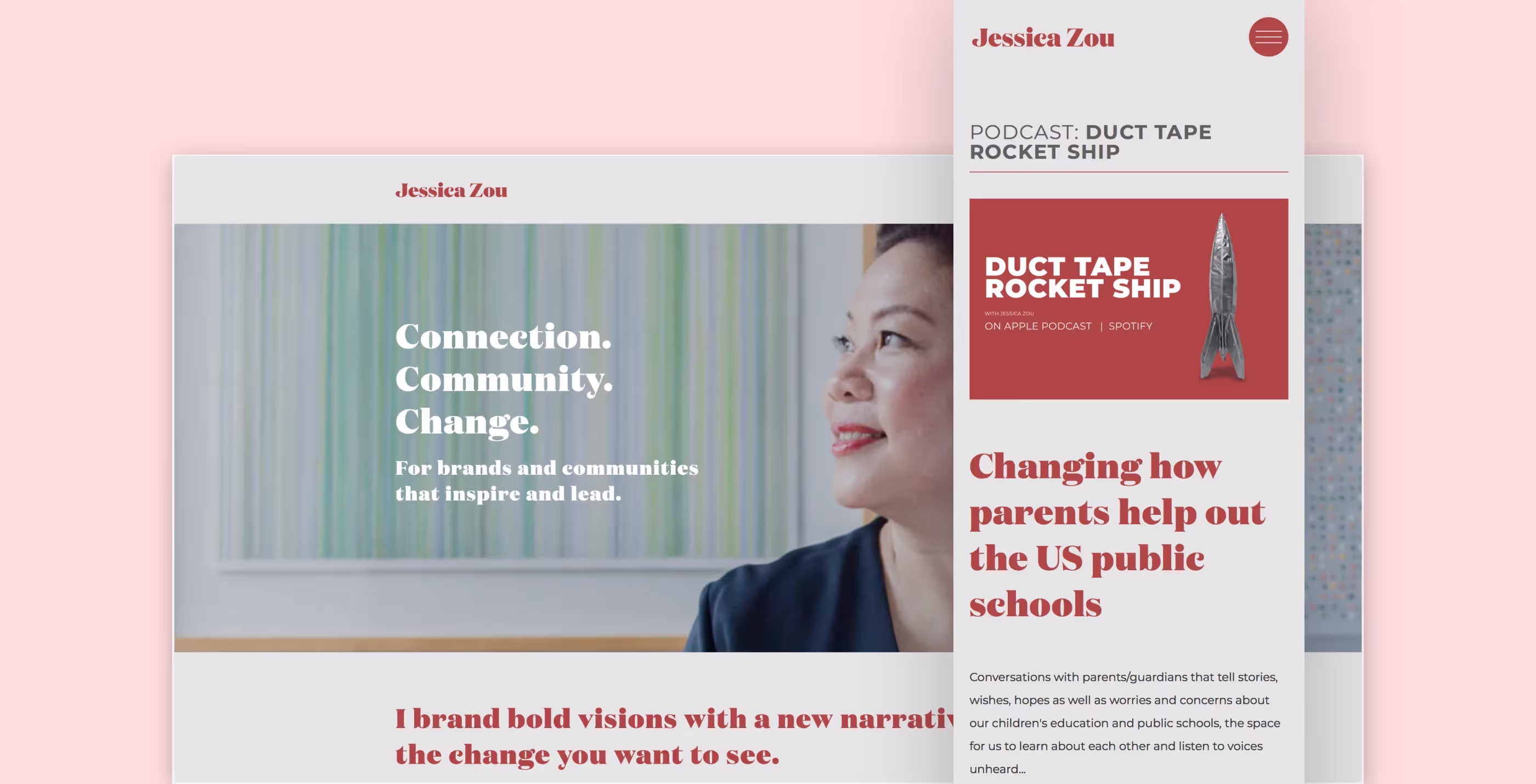 Screenshots of the Jessica Zou website.