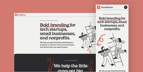 Screenshots of the Good Bones Studio website.