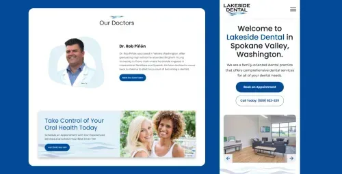 Screenshots from the Lakeside Dental website.
