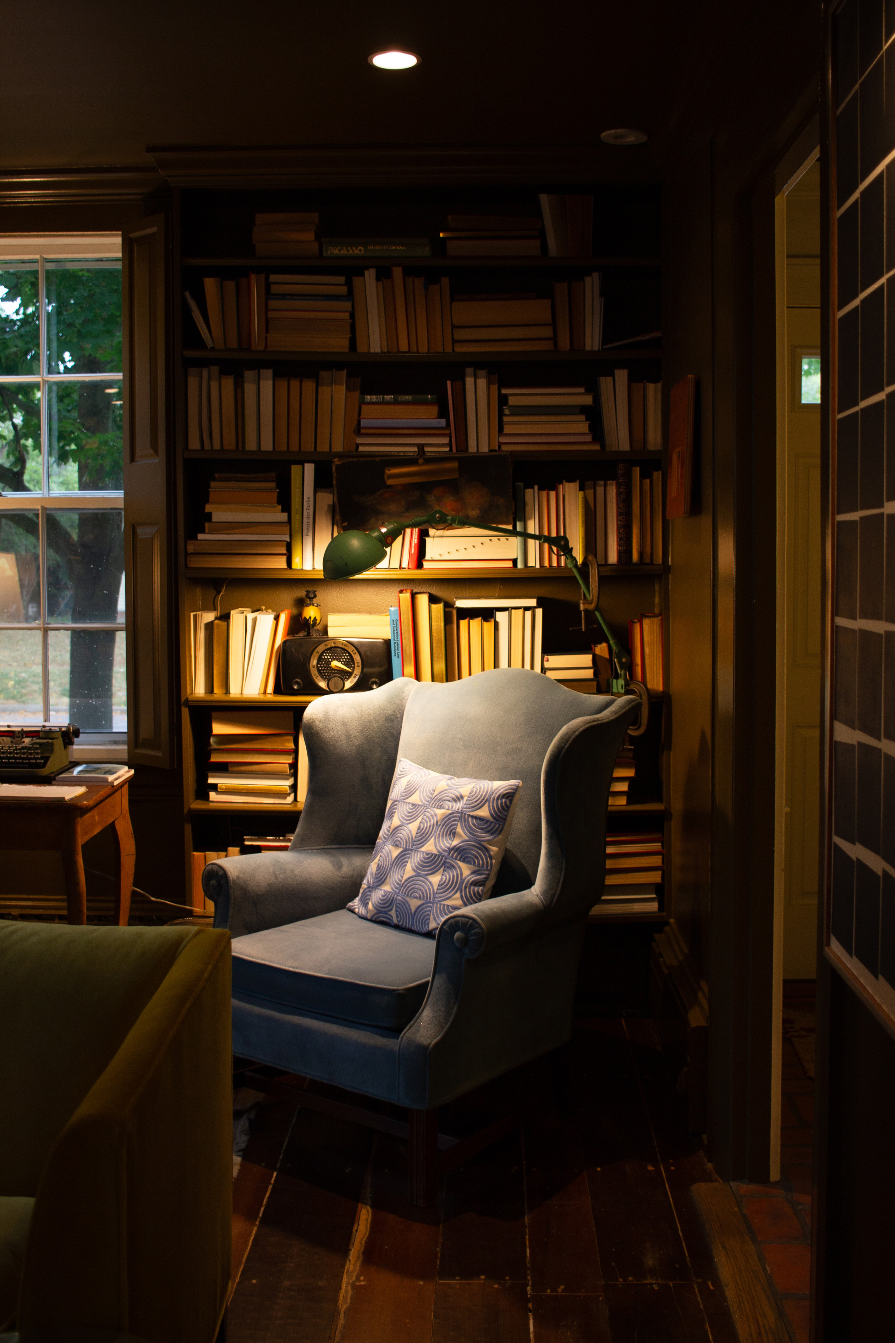 parlor room with fire at The Federal Inn