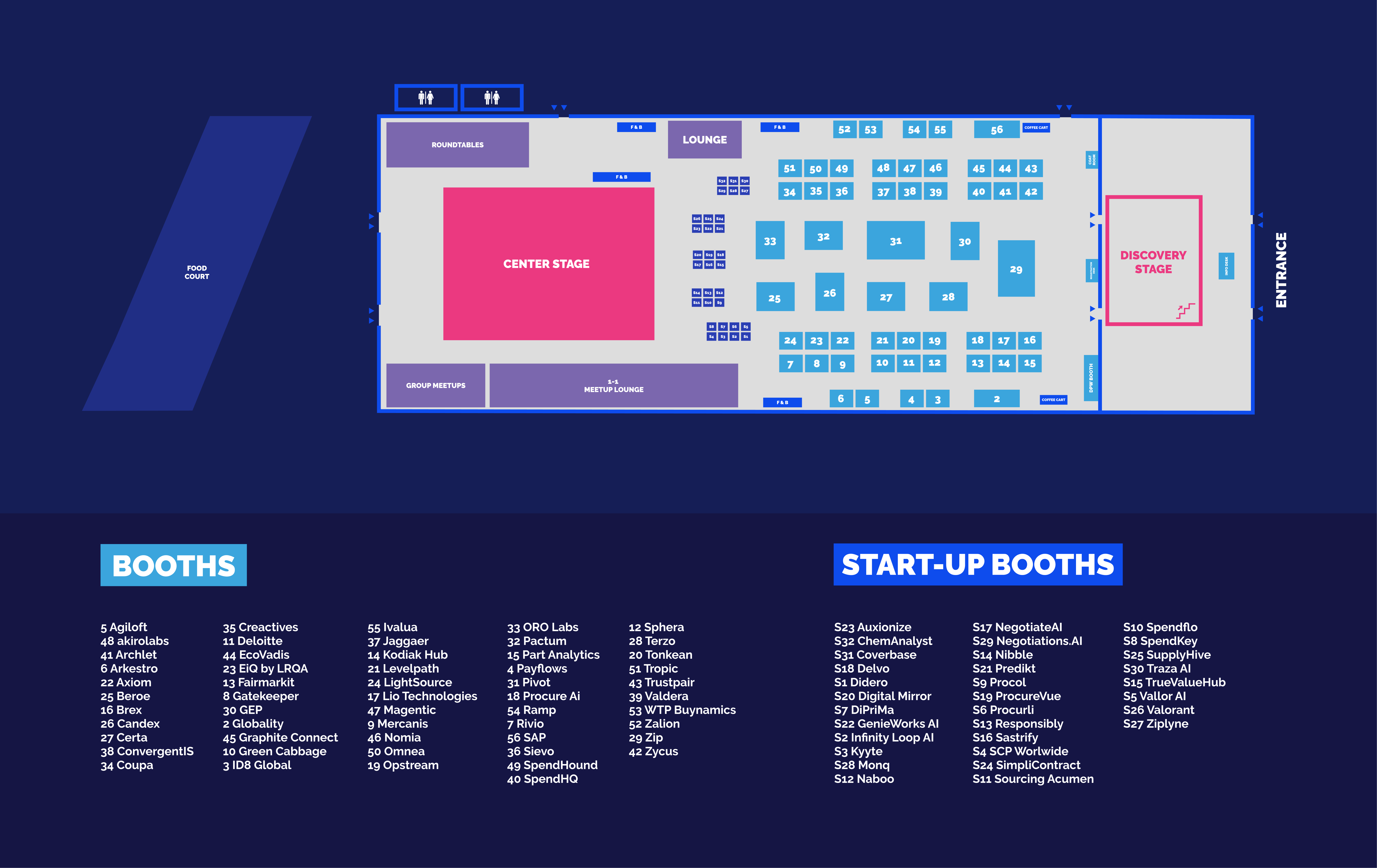 DPW NYC 2026 official floor plan with Ziplyne booth S27 marked in the start-up booths section