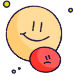 Happy and sad face icons.