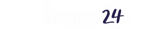 home24 company logo with 'home' in white script and '24' in dark blue inside a white circle.