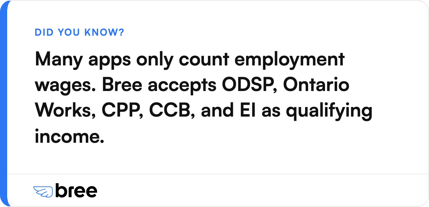 Benefit income is rejected by most cash advance apps. It qualifies with Bree.