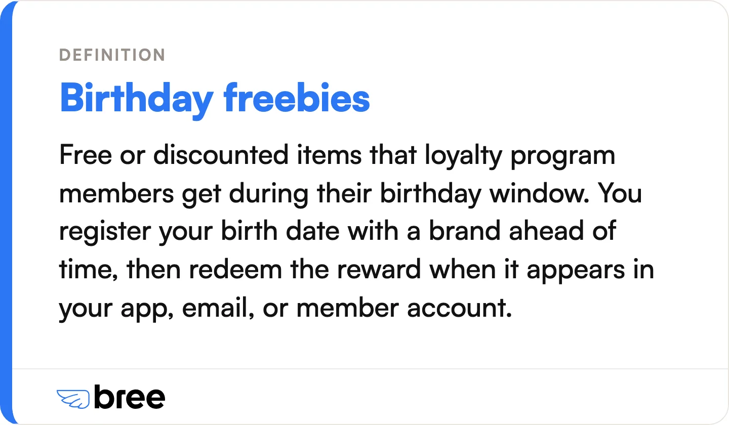 How a birthday freebie actually reaches you: register your birth date first, redeem inside the window.