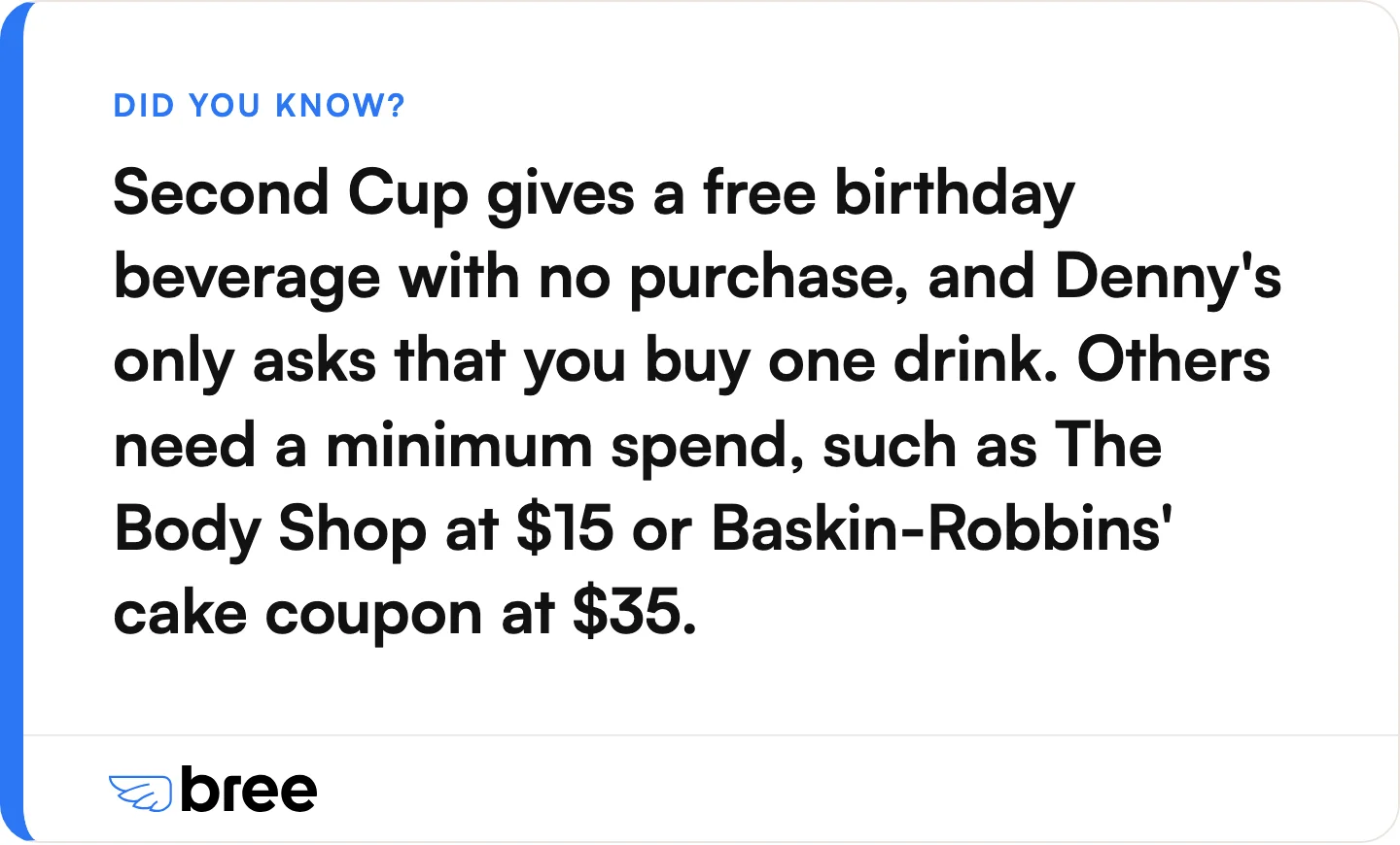 Two birthday freebies you can claim with little or no spend.