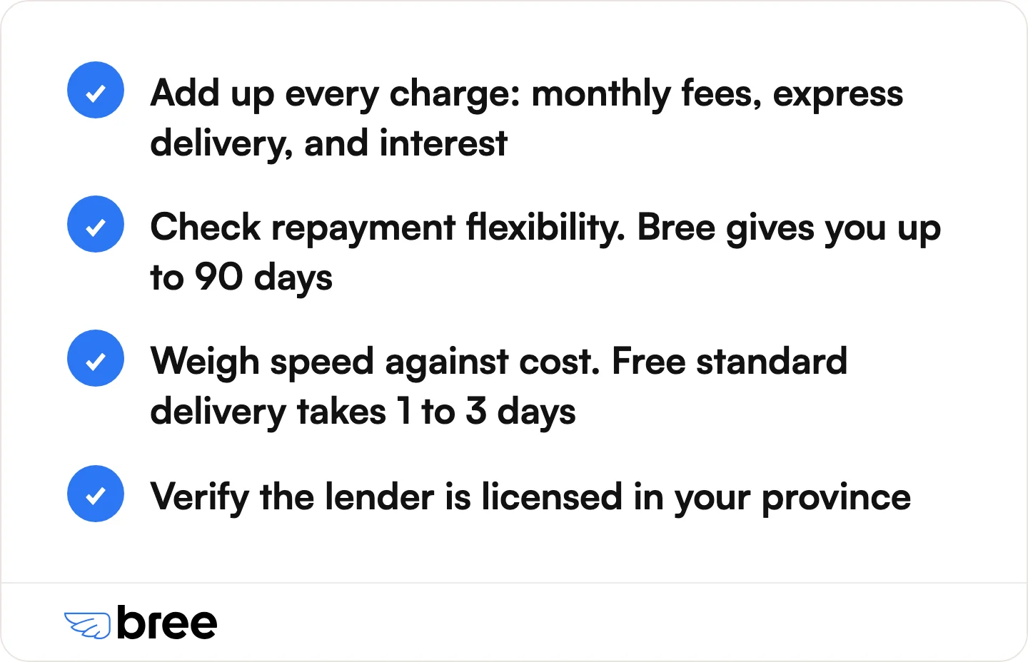 The four checks the post recommends before you borrow $50.