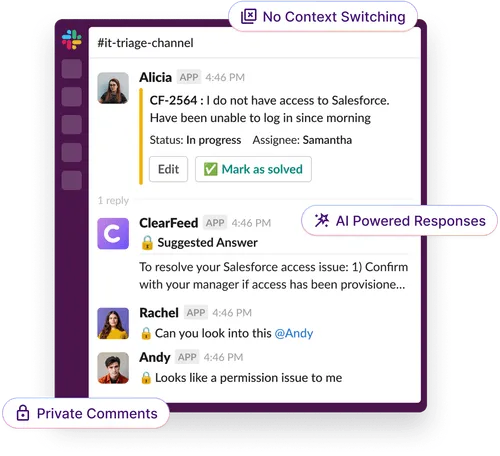 ClearFeed - The Next-Gen Helpdesk in Slack Powered by AI Agents