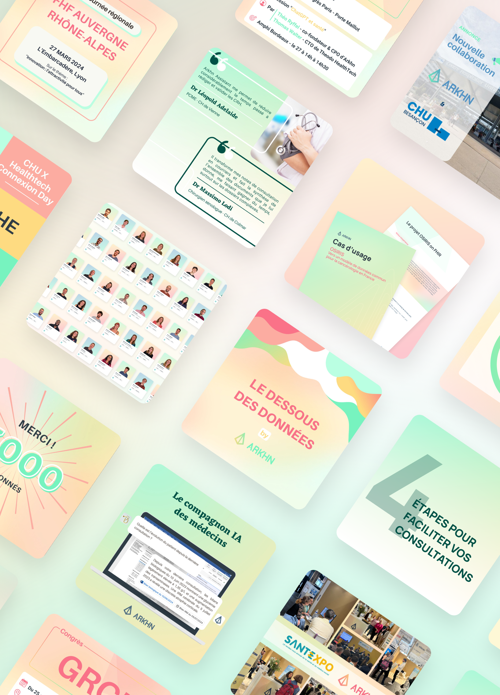 Illustration de posts de réseaux sociaux pour Synapse Medicine