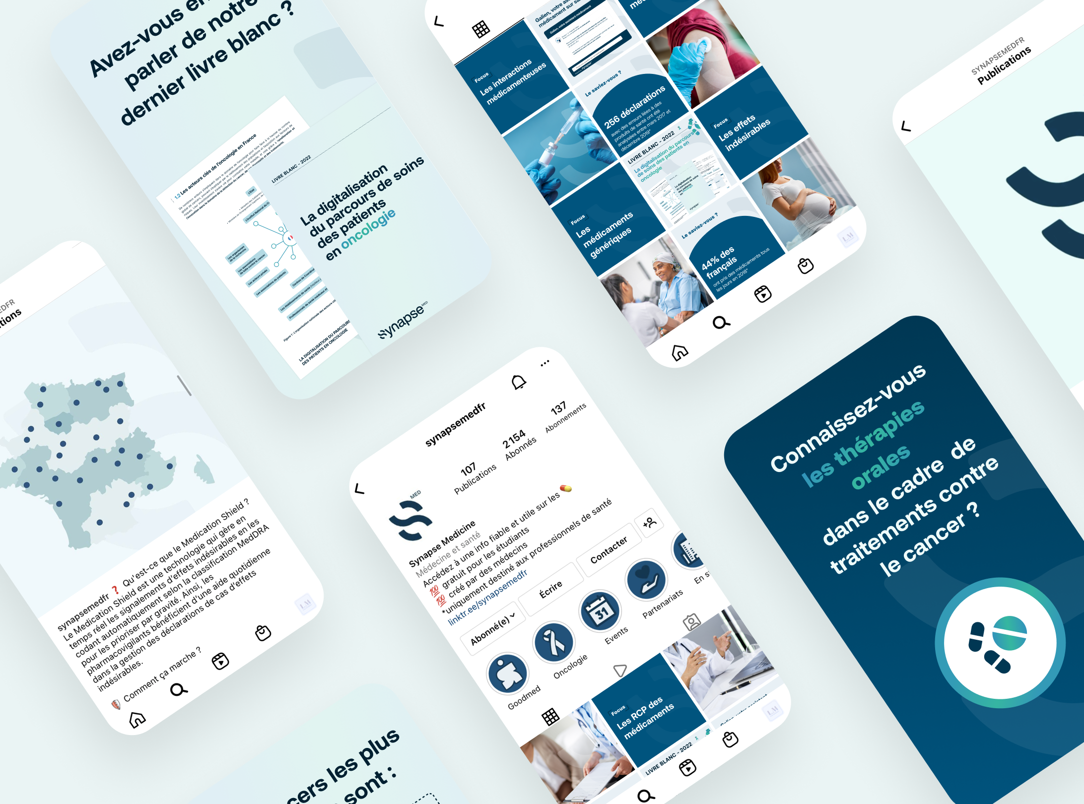 Illustratuon de posts de réseaux sociaux pour Synapse Medicine