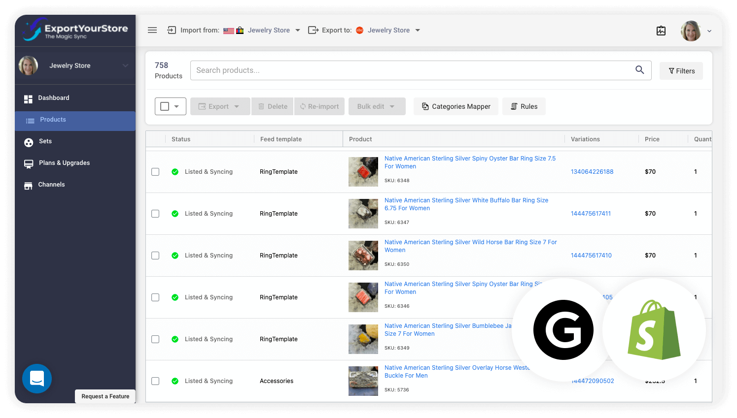 sell Grailed products on Shopify