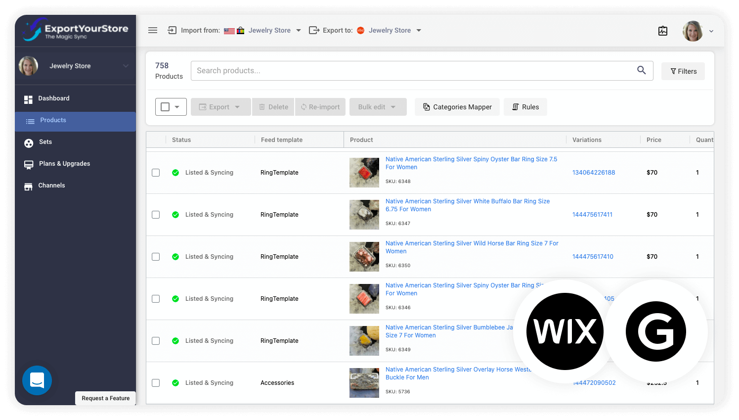 sell Wix products on Grailed