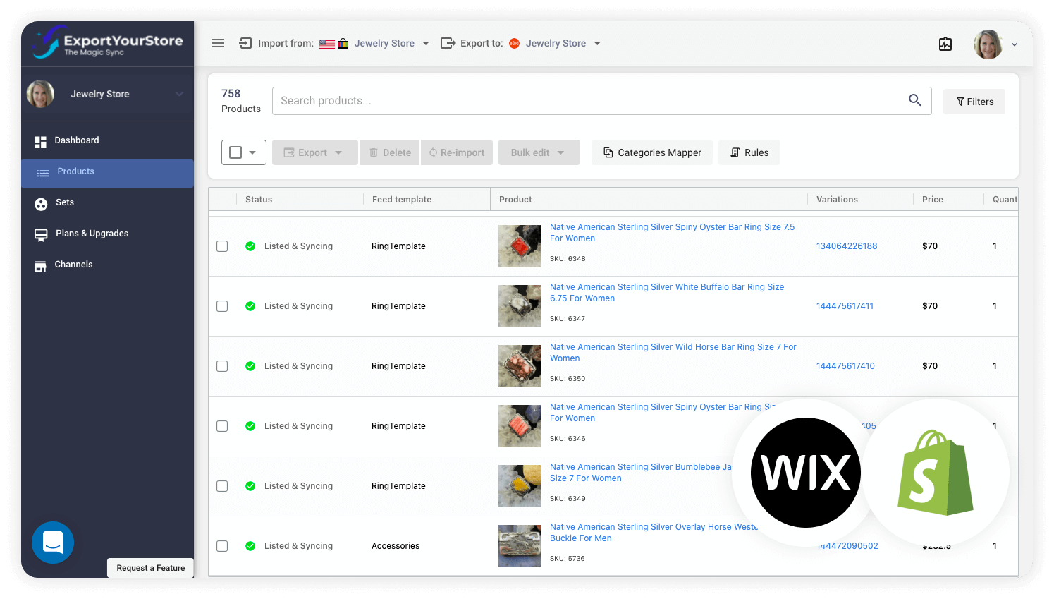 sell Wix products on Shopify
