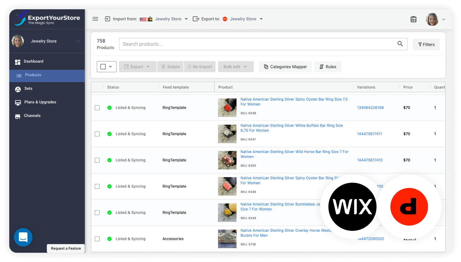 sell Wix products on Depop