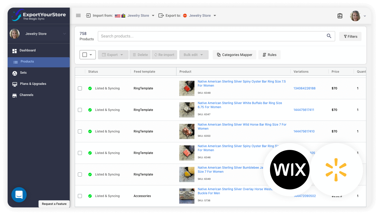 sell Wix products on Walmart