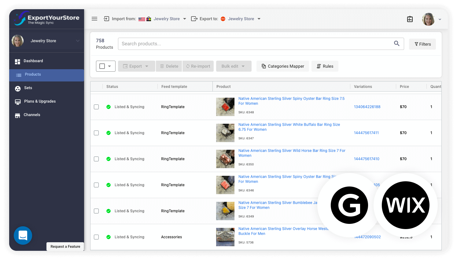 sell Grailed products on Wix