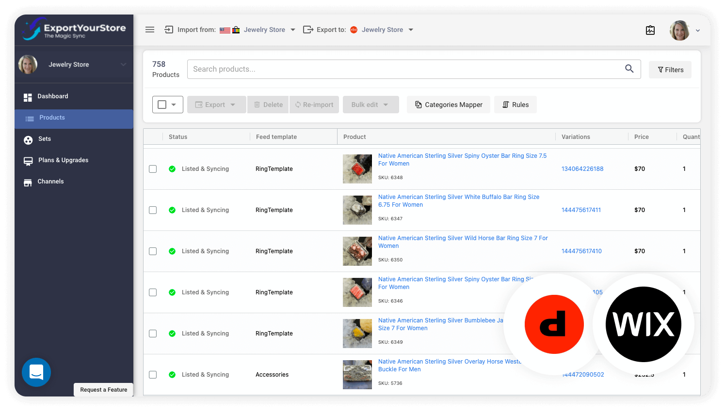 sell Depop products on Wix