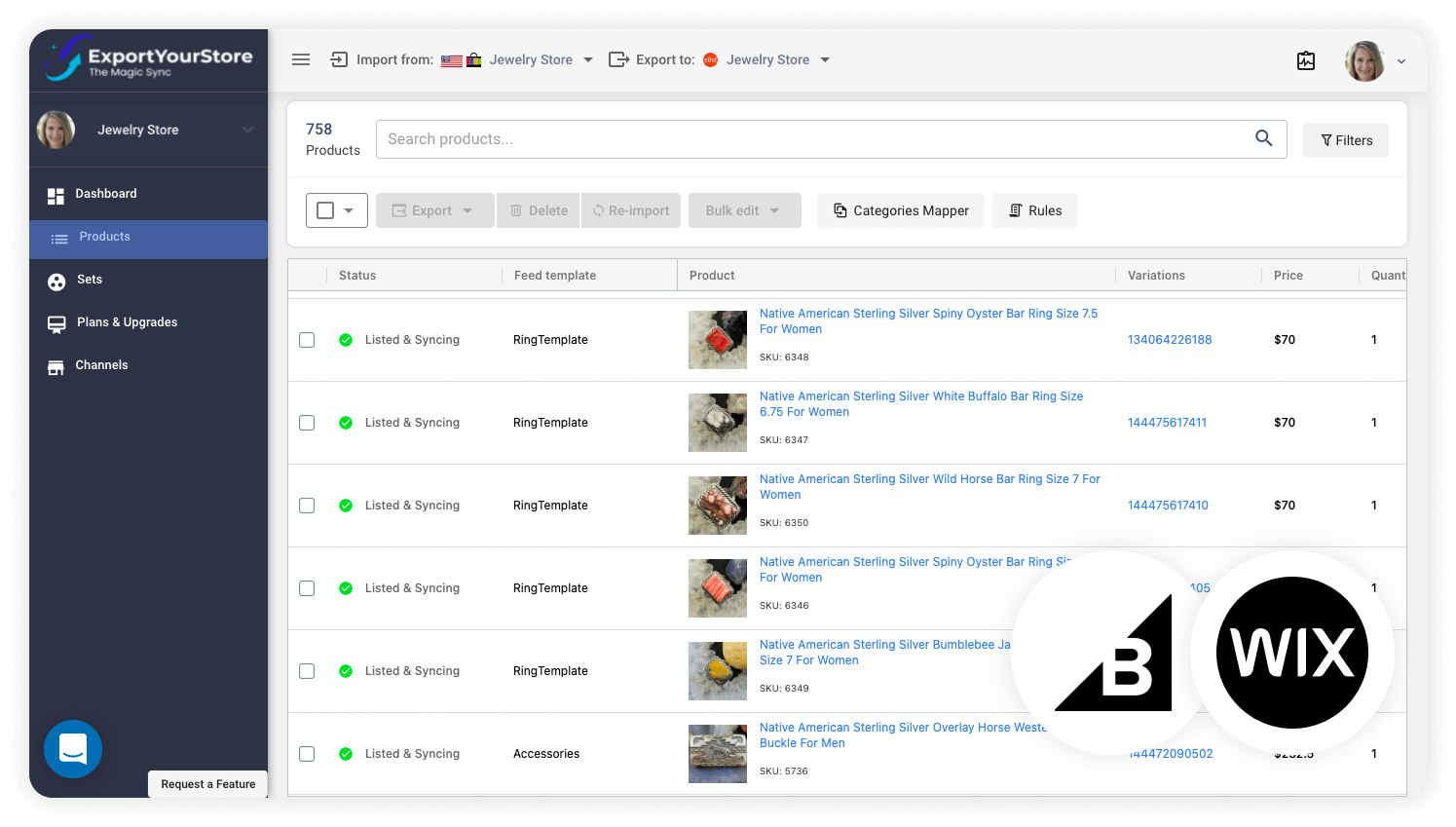 sell BigCommerce products on Wix