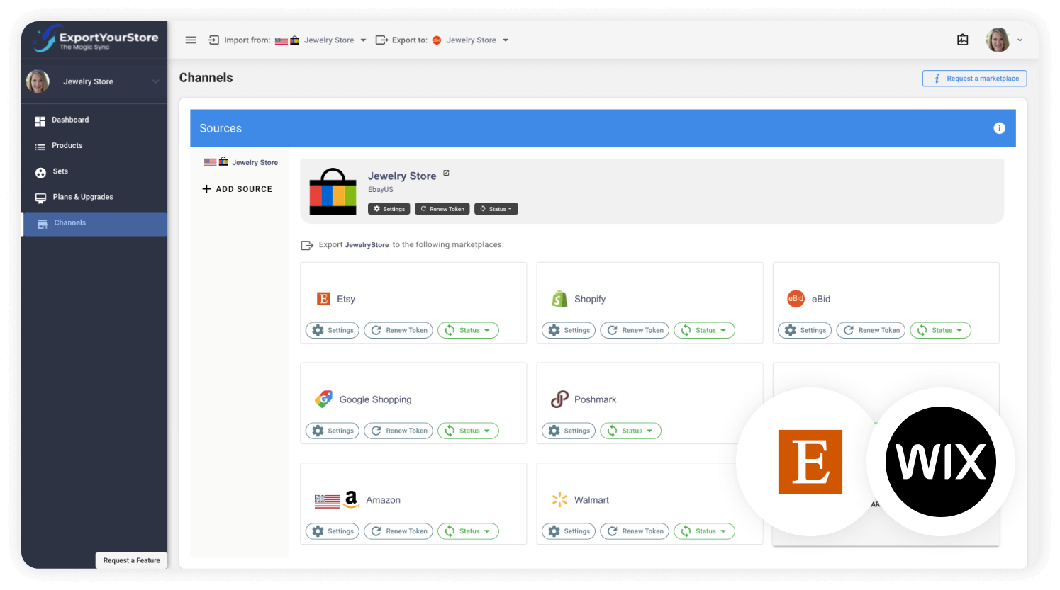 sell Etsy products on Wix