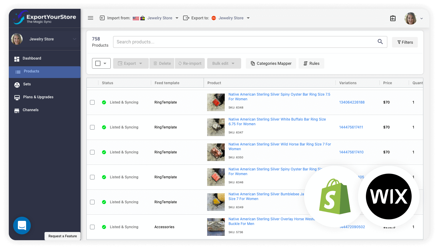 sell Shopify products on Wix