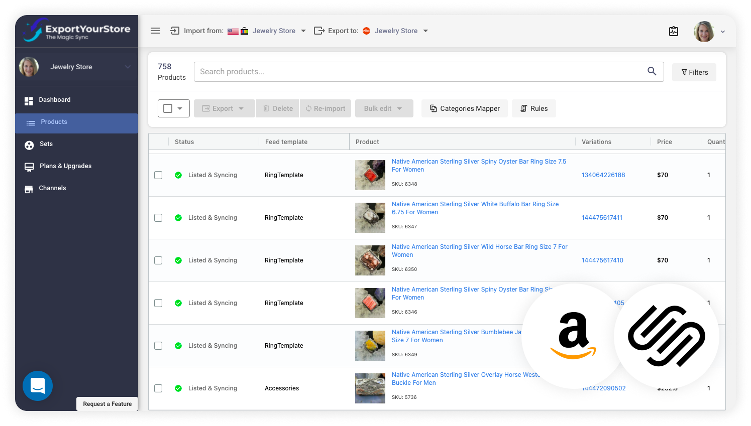 sell Amazon products on Squarespace