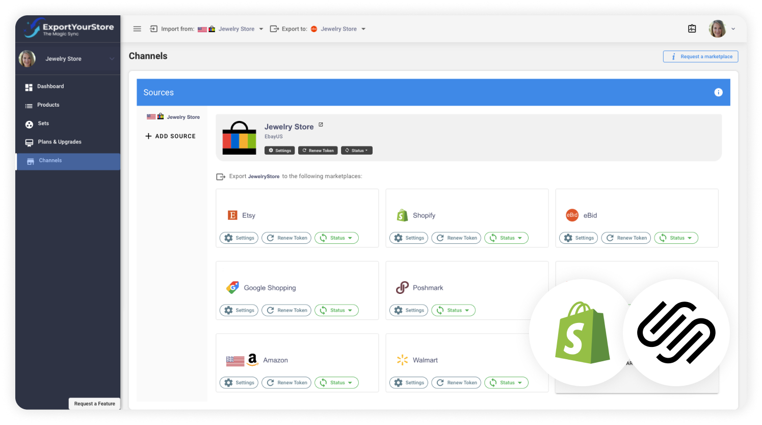 sell Shopify products on Squarespace