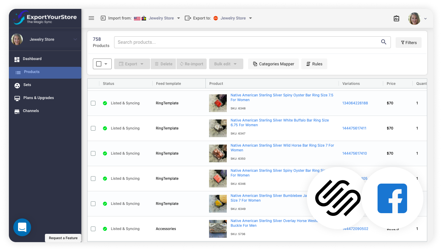 sell Squarespace products on Facebook