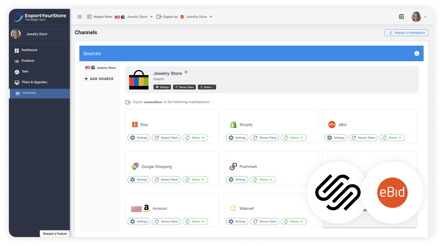 sell Squarespace products on eBid